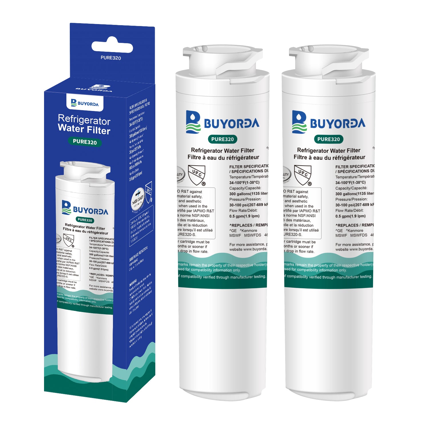 Buyorda MSWF Refrigerator Water Filter Replacement For GE MSWF 101820A 101821B RWF1500A High Quality Filtration Reducing PFAS and lead