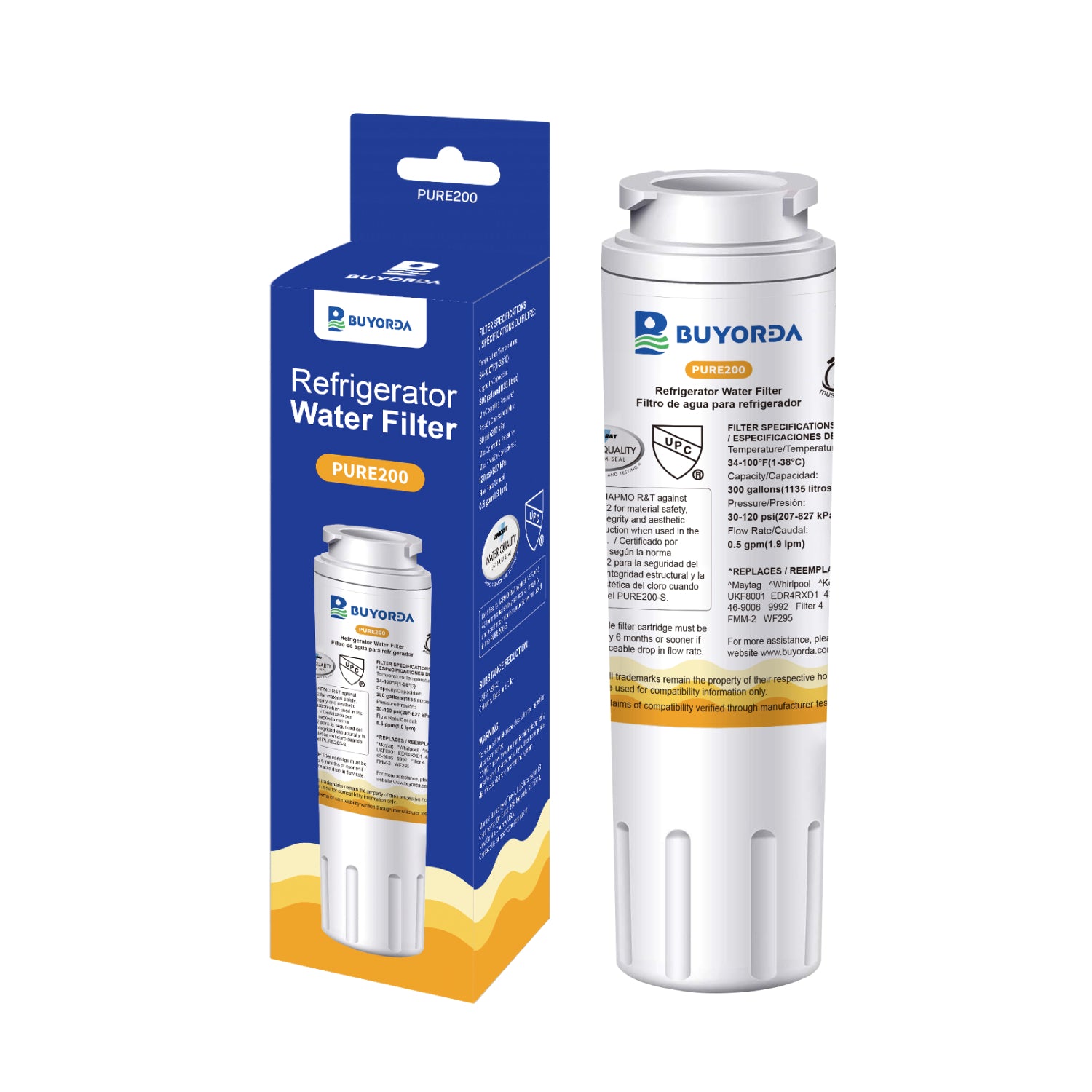 Buyorda Refrigerator Water Filter Reduce PFAS Replacement for Whirlpool 4396395 for Everydrop Filter 4 EDR4RXD1 for Maytag UKF8001AXX