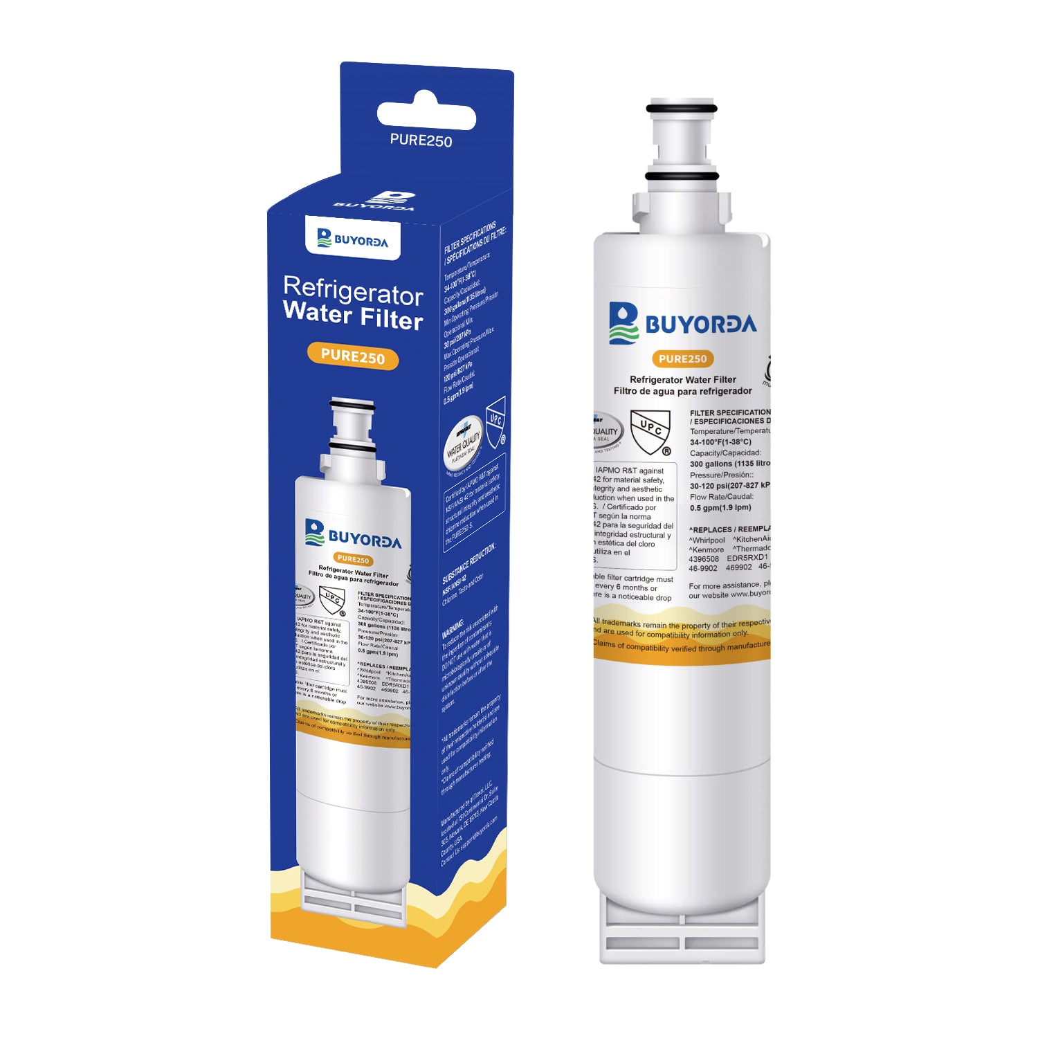 Buyorda 4396508 Replacement for Everydrop Filter 5 EDR5RXD1 for Whirlpool 4396510 NLC240V 4396508P 4396547 Refrigerator Water Filter