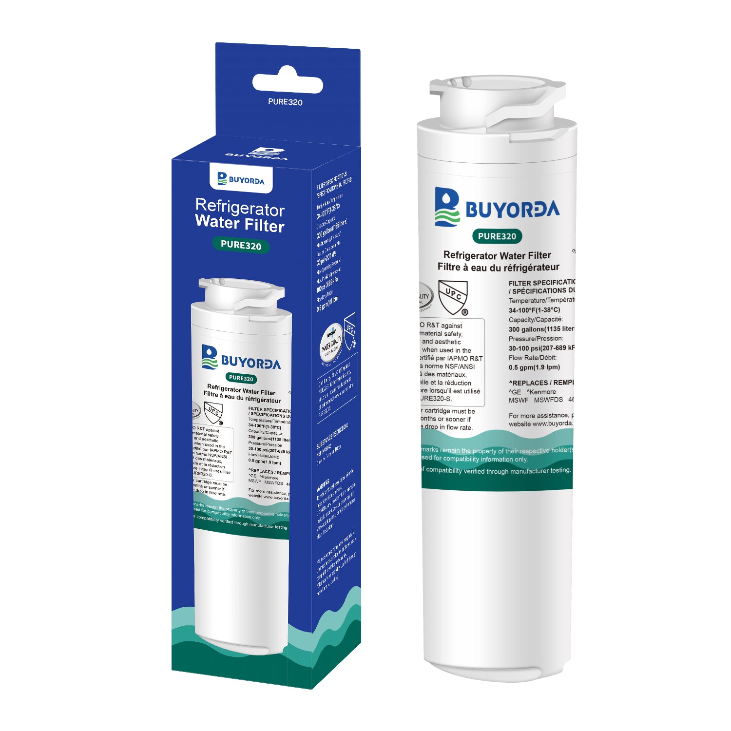 Buyorda MSWF Refrigerator Water Filter Replacement For GE MSWF 101820A 101821B RWF1500A High Quality Filtration Reducing PFAS and lead