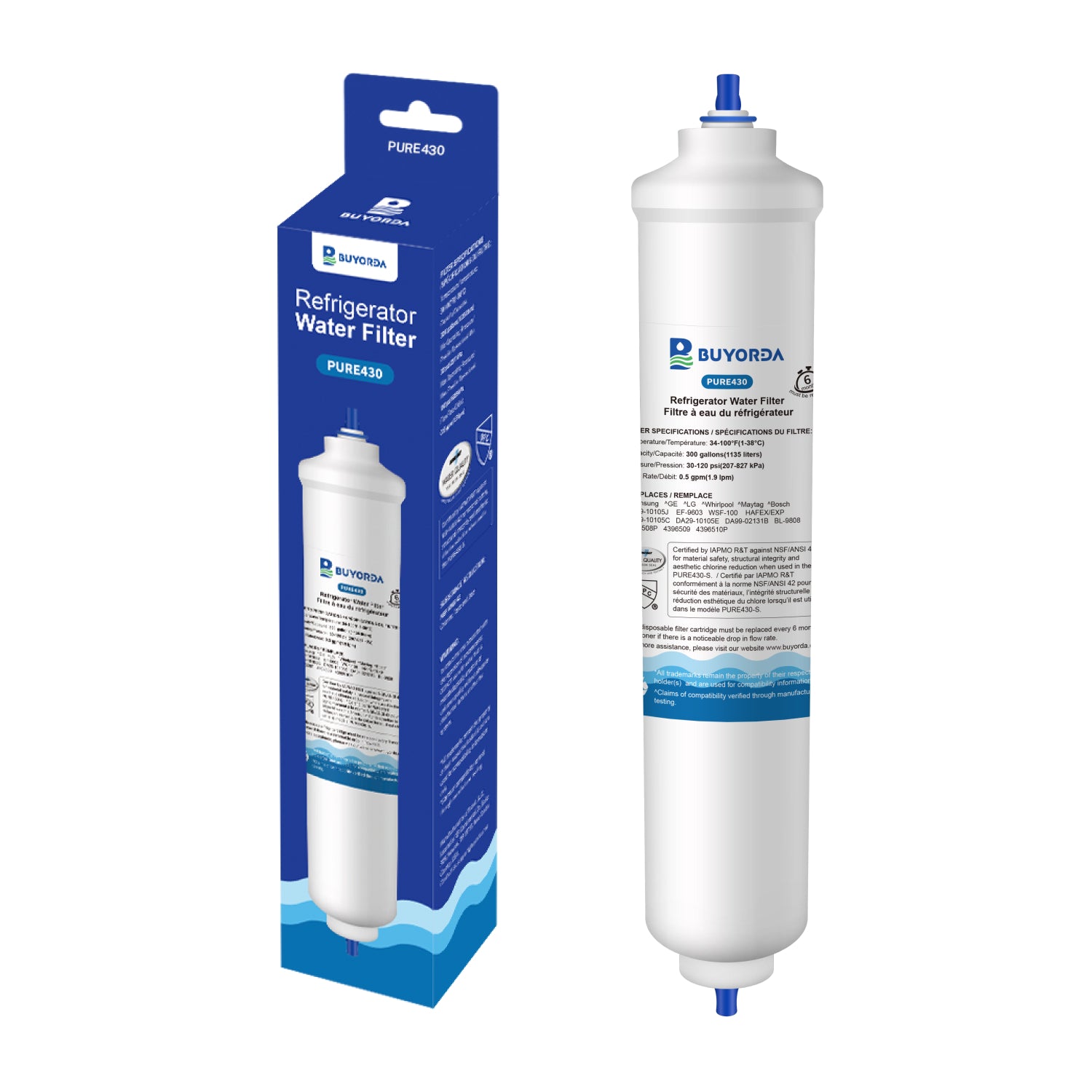 Buyorda Inline Water Filter Replacement for GE GXRTDR IC-100A IC100A for Samsung DA29-10105J HAFEX/EXP for Whirlpool WHKF-IMTO 4378411RB