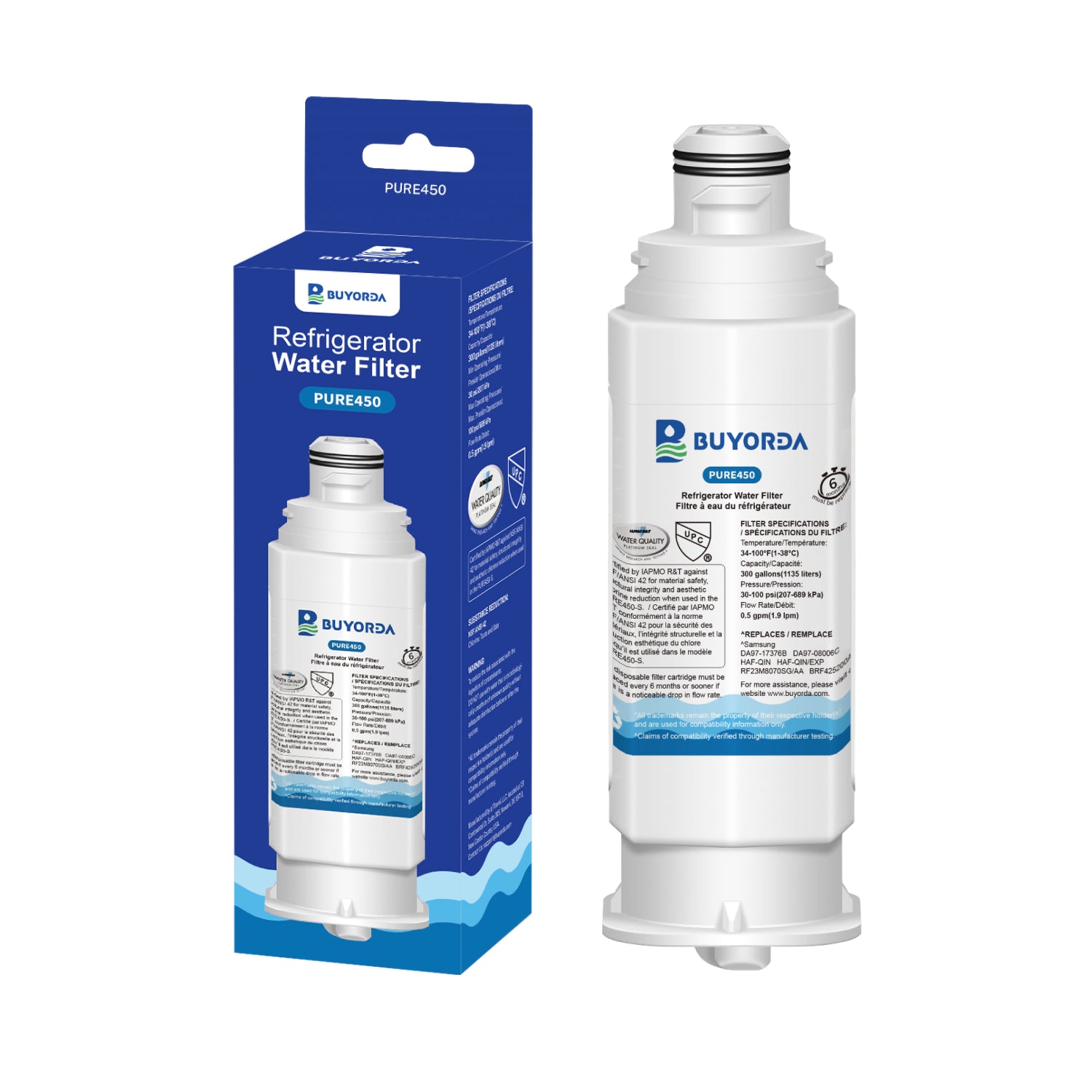 Buyorda DA97-17376B Water Filter Replacement for Samsung HAF-QIN/EXP DA97-08006C RF28R7351SG RF23M8070SR RF23M8090SG Refrigerator Filter