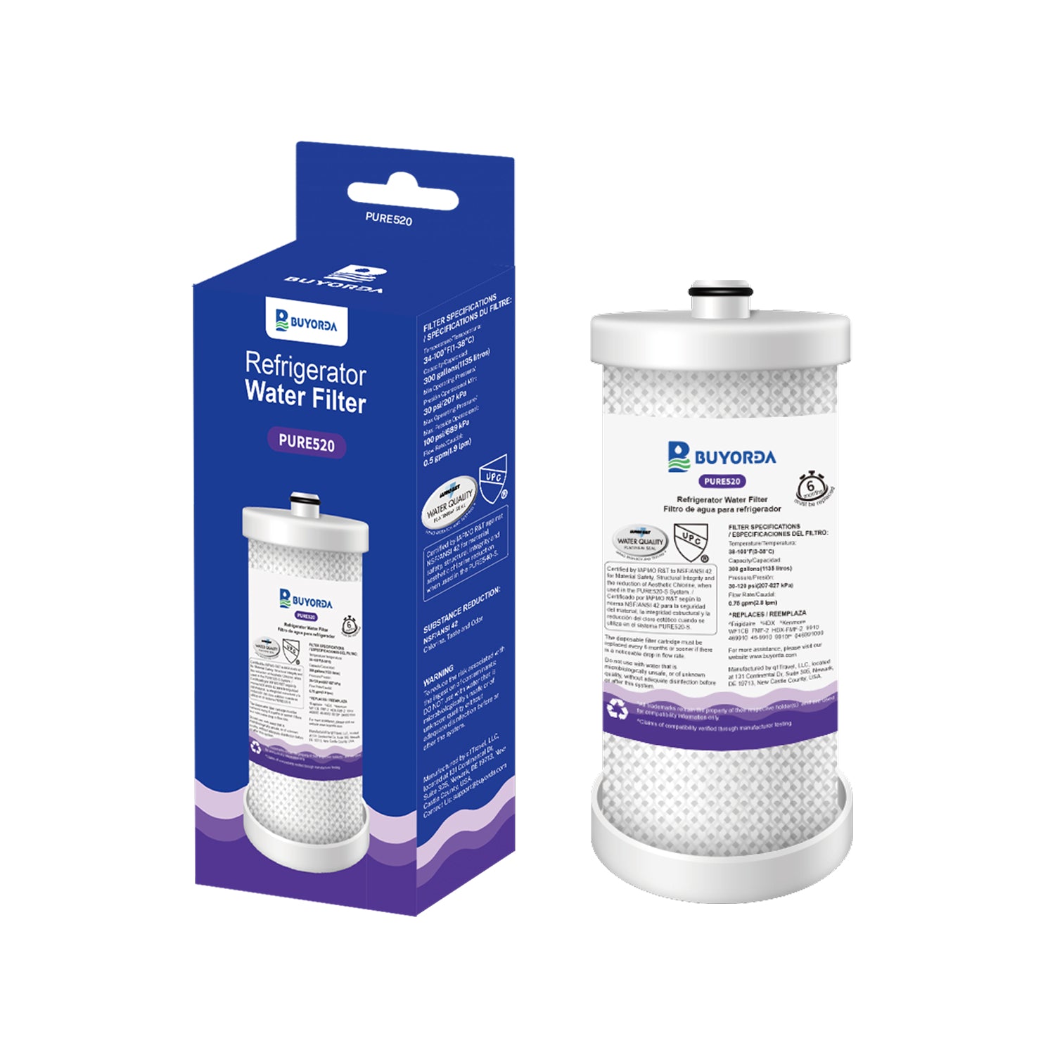 Buyorda WF1CB Refrigerator Water Filter Multi-Pack (1–6 Pack), Replacement for Frigidaire PureSource WFCB, Compatible with Kenmore 9910 / 469910, RG100 / NGRG2000, WF284