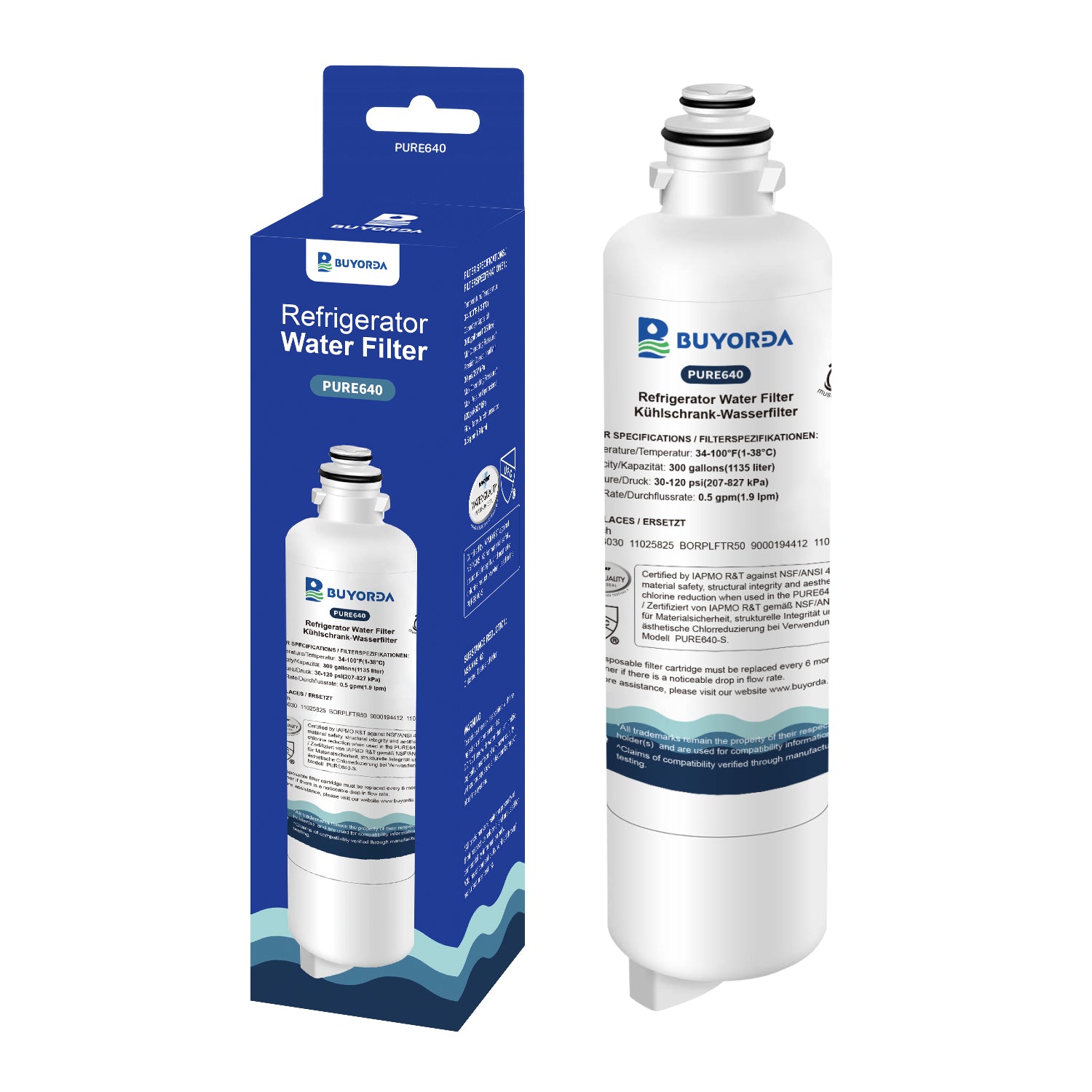 Buyorda Replacement for Bosch BORPLFTR50 Ultra Clarity Pro Refrigerator Water Filter Fits KWF 2000 12028325 11025825 11032531 B36CT80SNS