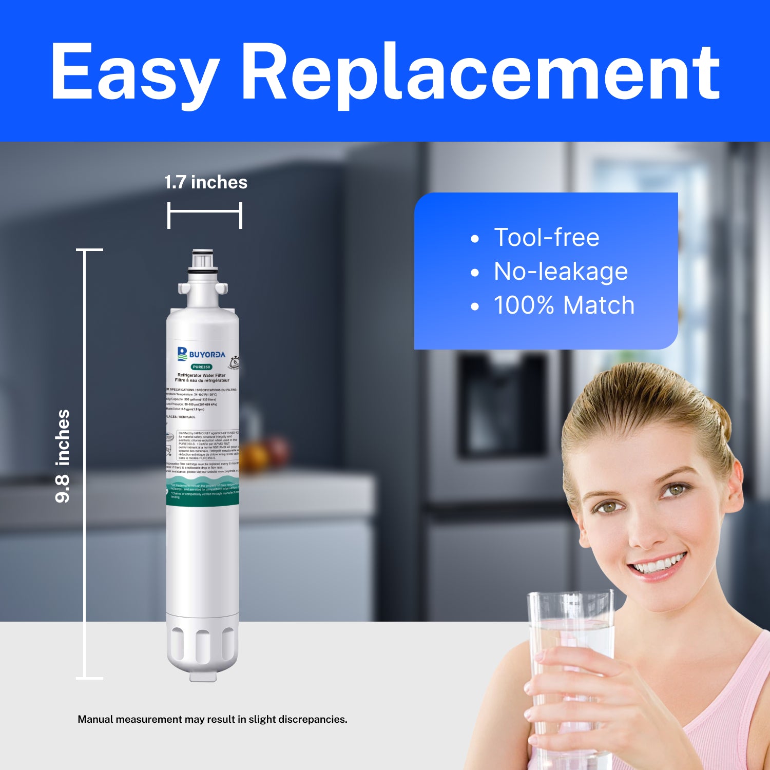 Buyorda Refrigerator Water Filter Replacement for GE RPWF WSG-4 MPF15350 DWF-36 R-3600 OPFG3-RF300 RWF3600A WD-RPWF WF277 Fridge Filter