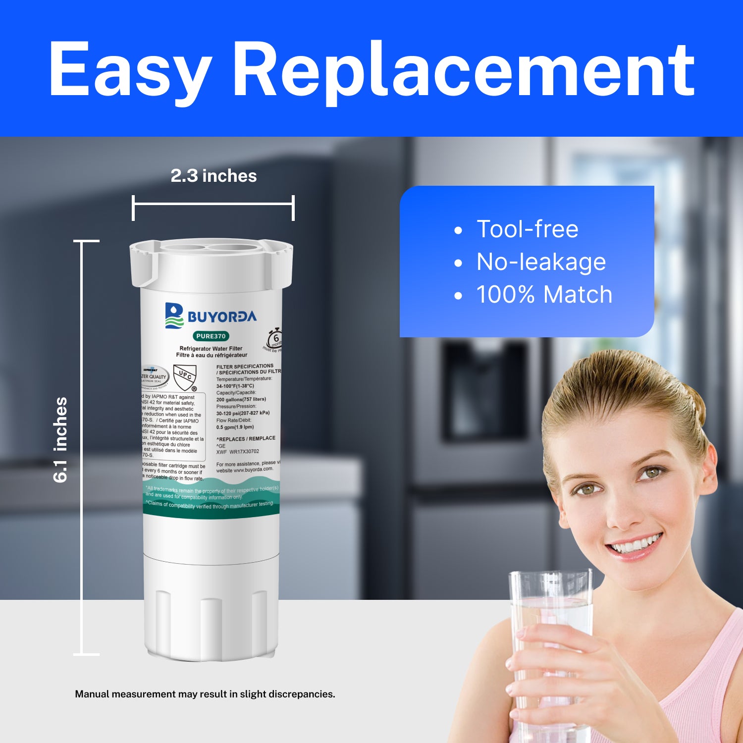 Buyorda XWF NOT XWFE Replacement for GE XWF WR17X30702 Applicable models starting with GBE21 GDE21 GDE25 GFE24 GFE26 GNE21 GNE25 GNE27