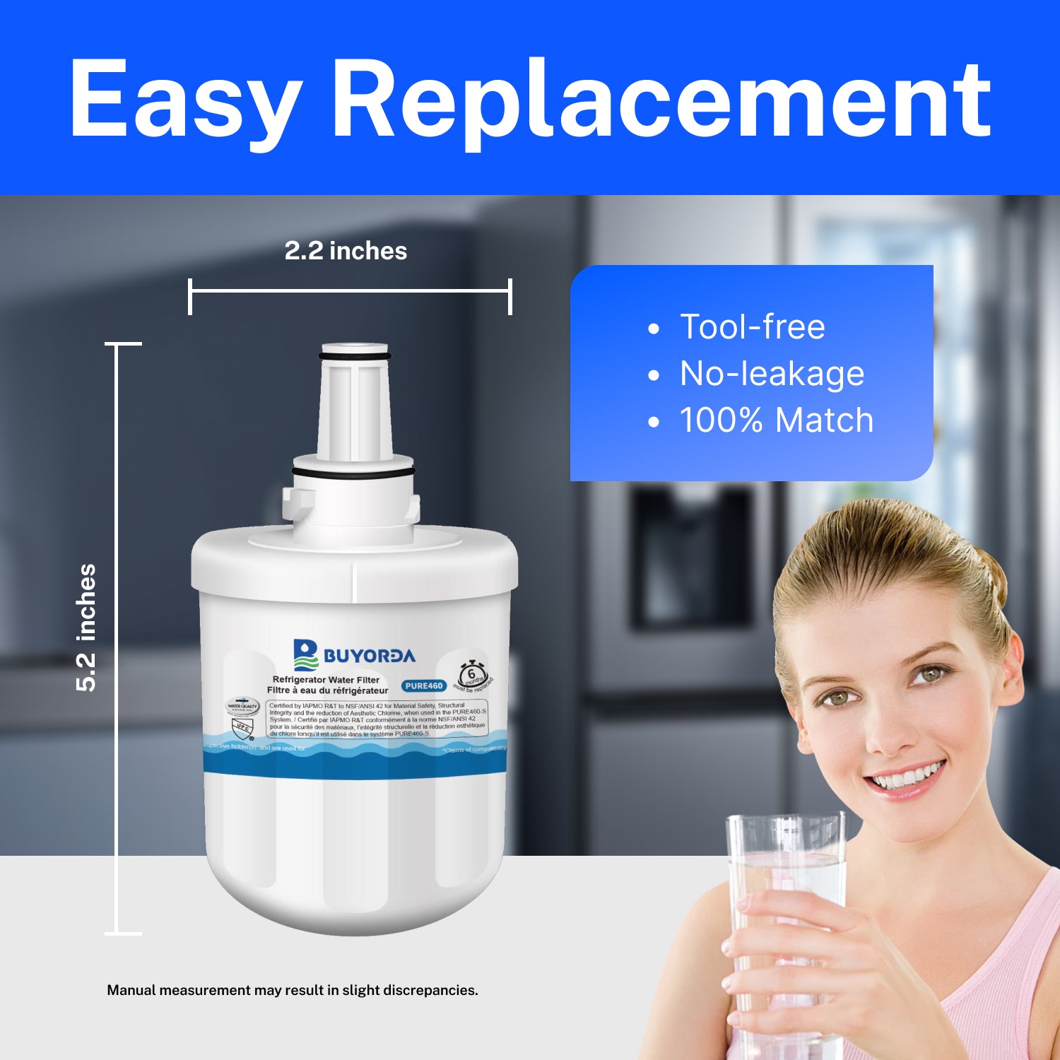Buyorda DA29-00003A / DA29-00003B Refrigerator Water Filter, Replacement for Samsung HAF-CU1, HAFIN2-EXP, DA61-00159, DA97-06317A